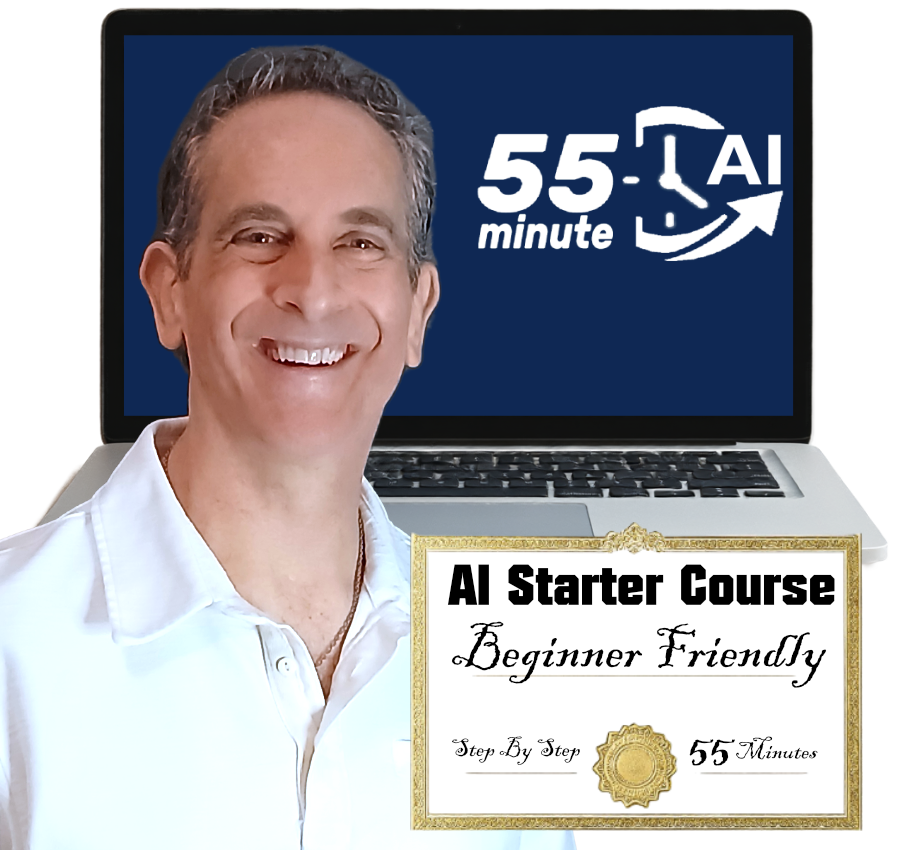 Computer screen, and trainer for course 55MinuteAI